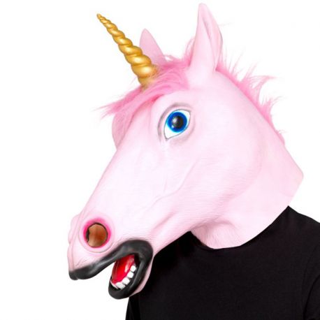 Máscara de Unicornio Rosa de Látex