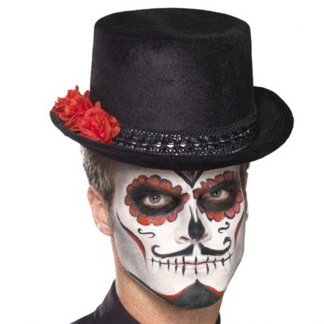 Sombrero Negro con Rosas del Día de los Muertos para mujer