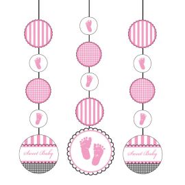 3 Decoraciones Colgantes Sweet Baby Feet Pink