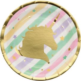 8 Platos Unicornio Sparkle 18 cm