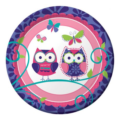 8 Platos Owl Pal Birthday 18 cm