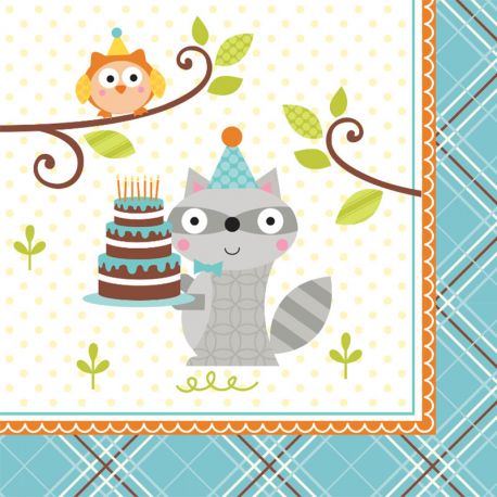 16 Servilletas Animales Bosque Niño 25 cm