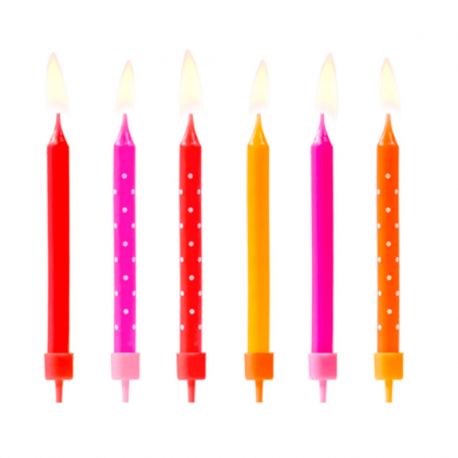 6 Velas con Lunares para Cumpleaños