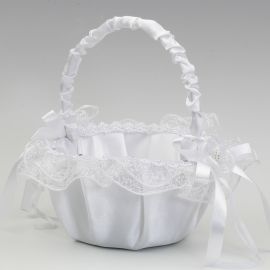 Cesta Arras Redonda Decorada Tul Blanco 15 cm