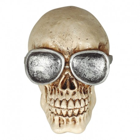 Calavera Con Gafas Resina 11 Cms