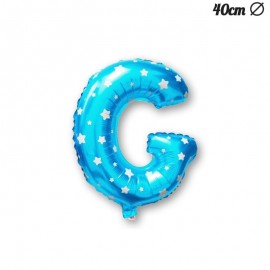 Globo Letra G Foil Azul con Estrellas 40 cm