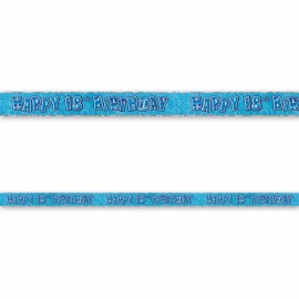 Cartel Happy Birthday 18 Años Azul Glitz