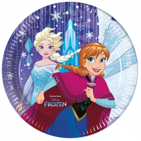 8 Platos Frozen Copos de Nieve 23 cm