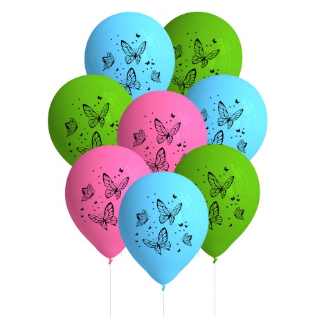 8 Globos Mariposas Látex